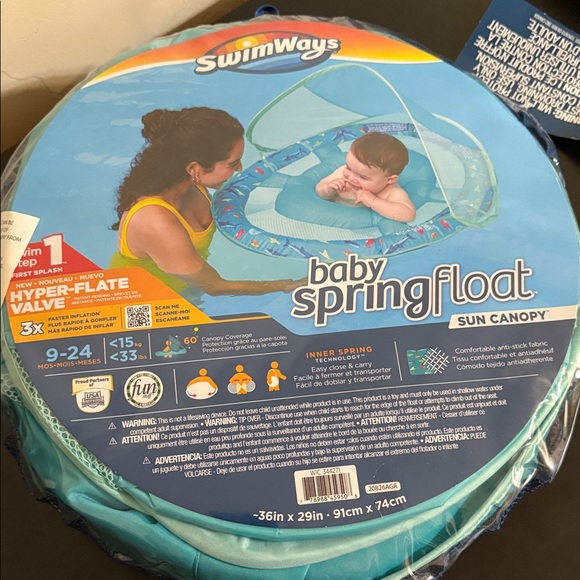 SwimWays Baby Spring Float with Sun Canopy - Blue - Picture 1 of 4